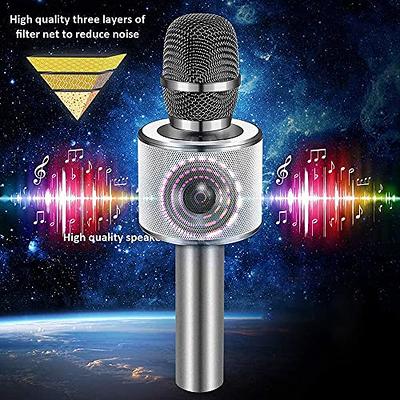 BONAOK Wireless Bluetooth Karaoke Microphone, 3-in-1 Portable Handheld Mic  Speaker Machine for All Smartphones,Gifts to Girls Kids Adults All Age