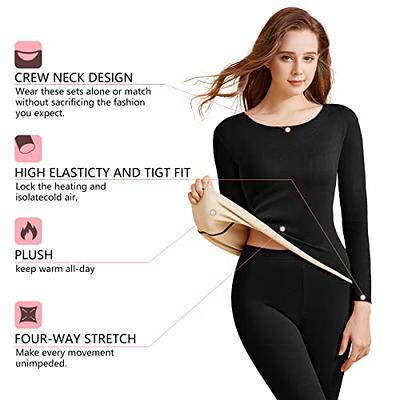 Buy 3 Sets Thermal Underwear for Women Long Johns with Fleece Lined Long Underwear  Women Base Layer Women Cold Weather, Black, Black, X-Large at