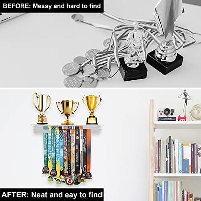 Cosmos Acrylic Medal Display Holder Trophy Shelf Organizer Medal Award  Display Hanger Rack & Trophies Cup Display Wall Mount Floating Shelf for  Sport Awards Running Marathon Athletes (Solid White) - Yahoo Shopping