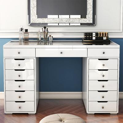 Accent Vanity Table Set with Flip-Top Mirror, 2 Small Drawers and Stool,  Bedroom Storage Compartment Makeup Vanity - Yahoo Shopping