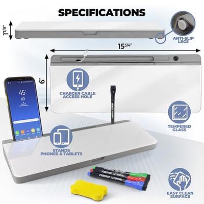 Desktop Whiteboard - Glass Dry Erase White Board - Desk Computer Buddy – Home  Office & Studying Essentials - Desktop Pad with Phone & Tablet Slot, Storage  Compartment - Includes 4 Markers, 1 Eraser - Yahoo Shopping