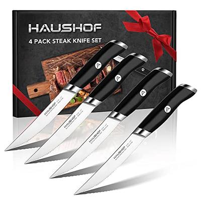  enowo Steak Knives Set of 4, Serrated Steak Knives