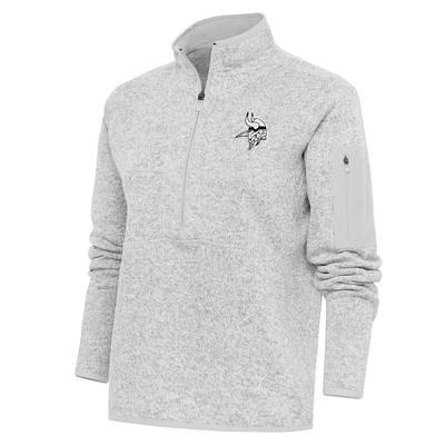 Men's Antigua Heather Gray Kansas City Chiefs Team Logo Fortune Quarter-Zip  Pullover Jacket 