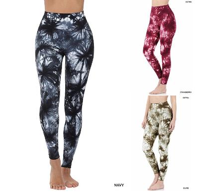 Tie Dye Wide Waistband Cotton Leggings Yoga Workout Pants Hiking