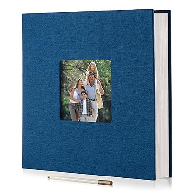 Spbapr Large Photo Album Self Adhesive 3x5 4x6 5x7 8x10 Pictures Magnetic Scrapbook 40 Blank Pages Linen Cover DIY Album with A Metal Pen