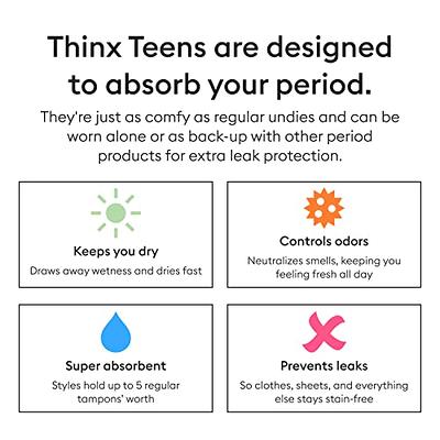 Thinx Teens Brief Period Underwear for Teens, Cotton Underwear Holds 5  Tampons, Feminine Care Period Panties, Lucky Stars, 11/12 - Yahoo Shopping