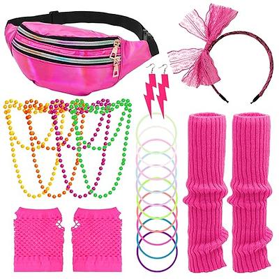 Vabean 19 Pcs 80s Costume Set T Shirt Leggings Tutu Skirt Headband Necklace  Bracelets Earrings Gloves Leg Warmers for Women (Rose Red Leggings,XX-Large)  - Yahoo Shopping