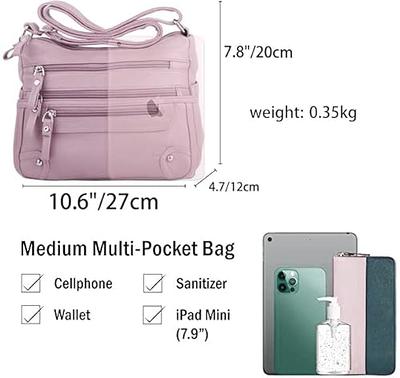 Leather Bag Multi Pocket Shoulder Crossbody for Women Lady 