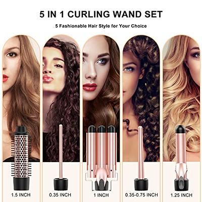 Curling Iron, 6 in 1 Curling Wand Set with Hair Straightener Brush,  Professional Hair Curler with 6 Interchangeable Ceramic Barrels, Instant  Heat Up