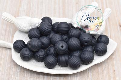 15mm Black Round Silicone Beads