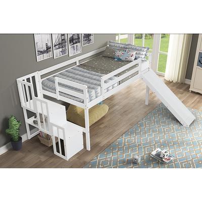 Full Loft Bed Modern Pine Wood Kids' Beds with Guardrail & Underbed Storage  Space - Yahoo Shopping