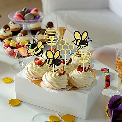 36 PCS Bumble Bee Cupcake Toppers Glitter Bee Gender Reveal Honeycomb  Cupcake Picks Baby Shower Birthday Party Cake Decorations Supplies