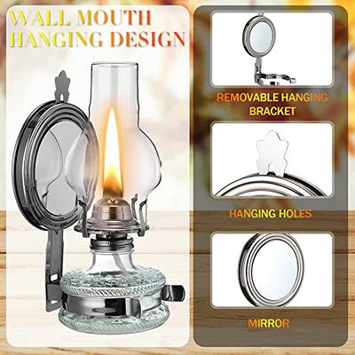  4 Pieces Clear Glass Kerosene Lamps for Indoor Use Large  Chamber Oil Lamp Vintage Decorative Hurricane Lamp Rustic Oil Lantern with  Adjustable Fire Wick for Emergency Lighting Decor, 13 Inches Height 