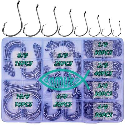 Afmivs Circle Hooks Saltwater Fishing Hooks, 160pcs/Box Circle Hooks for  Catfish Hooks Octopus Hook, Fish Hooks Catfishing Tackle 6sizes #2#1 1/0  2/0 3/0 4/0 High Carbon Steel W/Portable Plastic Box