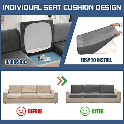 TEWENE, Couch Cover L Shape Stretch Sectional Couch Cover for 2/3 Cushion  Couch Plush Sofa Cover Leather Sofa Cover for Sofa Slip Cover for Outdoor  Patio, Velvet Grey/Length 63''-75''(Only 1 Piece) 