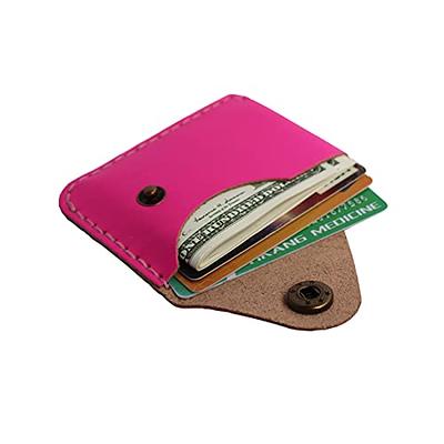 Pink Minimalist Card Holder for Women, Small Card Wallet for