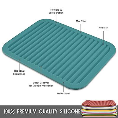 Silicone Trivets - 9 X 12 Silicone Potholder [2 Set ] Silicone Pot Holders  - Spoon Rest - Kitchen Table Mat - Hot Pads - Large Coasters (black)