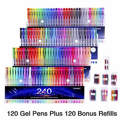 Pack Gel pens Set 120 Colored Gel Pen with 120 Refills Fine Tip Glitter Gel  pens with Canvas Bag Kids Adults Coloring Books