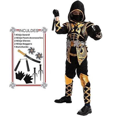 Halloween Ninja Deluxe Costume for Kids Ninja Costume With Ninja Foam  Accessories Toys 