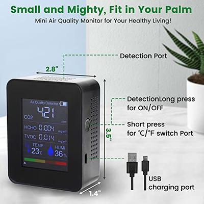 Indoor Air Quality Monitor for PM 2.5 LFF Portable Professional Tester  Sensor Meter Detector Temperature Humidity Real Time Color Display for  Home,Office,Hotel,Car 