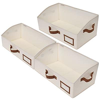 StorageWorks Large Storage Baskets for Organizing, Foldable Storage Baskets  for Shelves, Fabric Storage Bins with Handles, Beige, White & Ivory