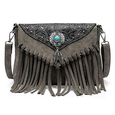 LAVAWA Small Crossbody Bags for Women Crossbody Handbag Fringe Purse Tassel  Shoulder Bag Turquoise Concho Wallet: Handbags