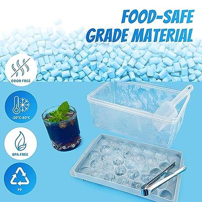 Round Ice Cube Tray with Lid & Bin Ice Ball Maker Mold for Freezer with  Container Mini Circle Ice Cube Tray Making 66PCS Sphere Chilling Cocktail