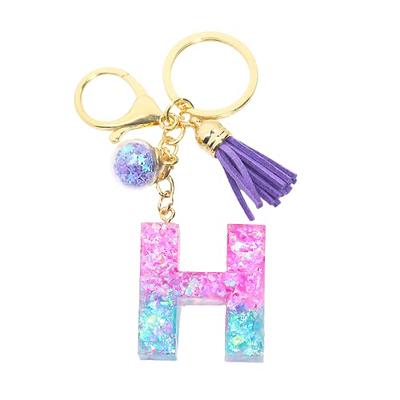 Fuqimanman2020 Glitter Letter A-Z Keychain Pink Blue Resin