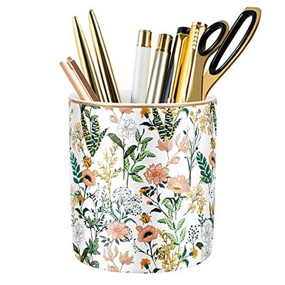 MyGift Multi Colored Solid Wood Pencil Holder Pen Cup, Desktop Stationery Office Supplies Holder for Rulers, Scissors, Markers, Colored Pencils, Set