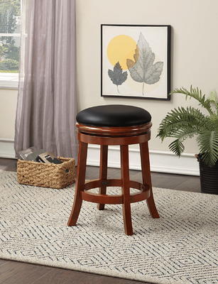 Nathan James Amalia 26 Natural Wheat Brown Backless Counter Height 360 Swivel Upholstered Seat Solid Wood Bar Stool