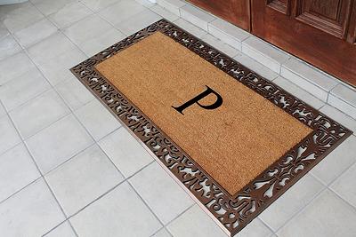 A1HC Natural Coir Monogrammed Entrance Door Mats, Durable Large Outdoor Rug,  Non-Slip, Flock Doormat, Thin-Profile Heavy Duty Door Mat, Indoor Outdoor  Front Door, High Traffic Areas, 24 X 39 