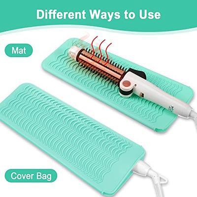 2 Pack Portable Styling Heat mat, Heat Resistant Silicone Mat Pouch,Curling  Iron pad Cover, Hair Straightener Travel Bag Case, for Flat Iron, Curler