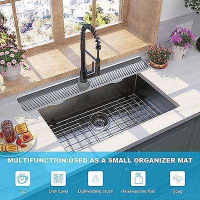 32x5.5 Kitchen Sink Splash Guard, 82cm Silicone Faucet Sink Mat for  Kitchen Bathroom Bar RV, Faucet Drip Tray Water Catcher Mat, Absorbent  Drying