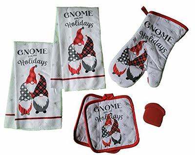 6 PCS Christmas Kitchen Hand Towels Buffalo Plaid towel Christmas Gnome  Dish Towels Christmas Black Red Plaid Kitchen Wash Cloths Absorbent Drying