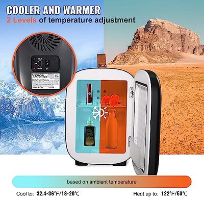 Mini Refrigerator, 4 Liter/6 Can Small Refrigerator-AC/DC Cooler & Warmer  For Bedroom Dorm Car Office Desk-Portable Compact Tiny Skincare Fridge For S