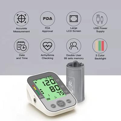 Blood Pressure Monitor Upper Arm Automatic Digital BP Monitor Adjustable  Large Cuff Backlit Display 2x500 Memories 4 AAA Batteries BP Machine BP  Meter