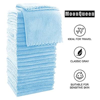 MOONQUEEN Ultra Soft Premium Washcloths Set - 12 x 12 inches - 24 Pack -  Quick Drying - Highly Absorbent Coral Velvet Bathroom Wash Clothes - Use as