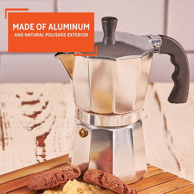 Aluminum 3 Cup Stovetop Espresso Maker Polished : Target