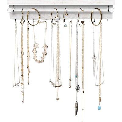 Rustic White Necklace Jewelry Organizer - Wall Mount Jewelry Holder -  Mounted Hanging Jewelry Storage Hooks For Necklace, Earrings, And Rings -  Farmho - Yahoo Shopping