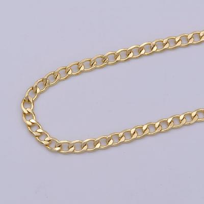 7mm Gold Curb Chain by the Foot, Gold Chain by the Foot, Bulk
