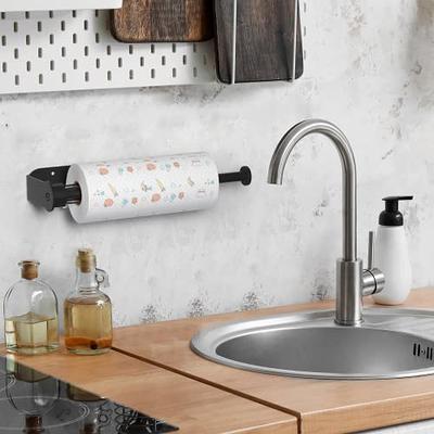 DELITON Self Adhesive Paper Towel Holder - Under Cabinet Mount Kitchen  Adhesive Paper Towel Rack, Stainless Steel (No Drilling)