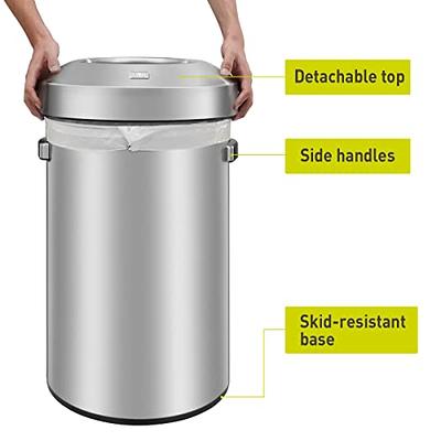 30 Gallon Stainless Steel Kitchen Trash Can, Open Top Garbage Cans