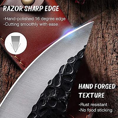 Huusk Chef Knife Set Hand Forged Japanese Kitchen Knife with Sheath Outdoor  Cooking Camping Knife Set: Home & Kitchen 