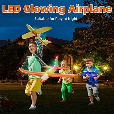 2 Pack Airplane Toys with Launcher, Glider Catapult Plane Toy, Outdoor Flying Toys for 4 5 6 7 8 9 10 Year Old Boys Girls, Toy for Boys Age 4-5 6-8