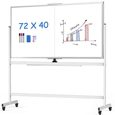 72 x 36 Large Rolling Whiteboard, Double Sided Mobile Whiteboard Magnetic  White Board - 6' x 3' Giant Reversible Dry Erase Board Easel Standing Board