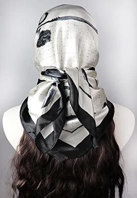 Silk Scarf for Hair Wrapping at Night Silver Woman Large Square