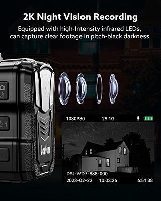 Losfom WD5 1296P Body Mounted Camera, 128G Body Camera, Wearable Camera  Include 2PCS Rechargeable Batteries, Body Worn Cam Total 18 Hours Recording