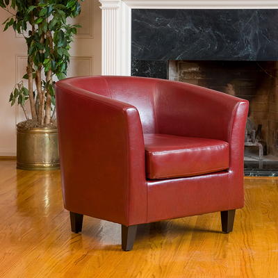 Noble House Brayden Deep Red Fabric Club Chair 15885 - The Home Depot