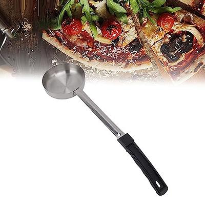 Rubber Handle Flat Bottom Kitchen Spoon,Pizza Spread Sauce Ladle