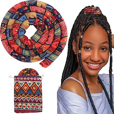 Nutty Natte 2 Pcs Knotted Elastic Hair Tie for Dreadlock and thick hair  Accessories extra long wide elastic embroidered rubber band Ponytail  Holders